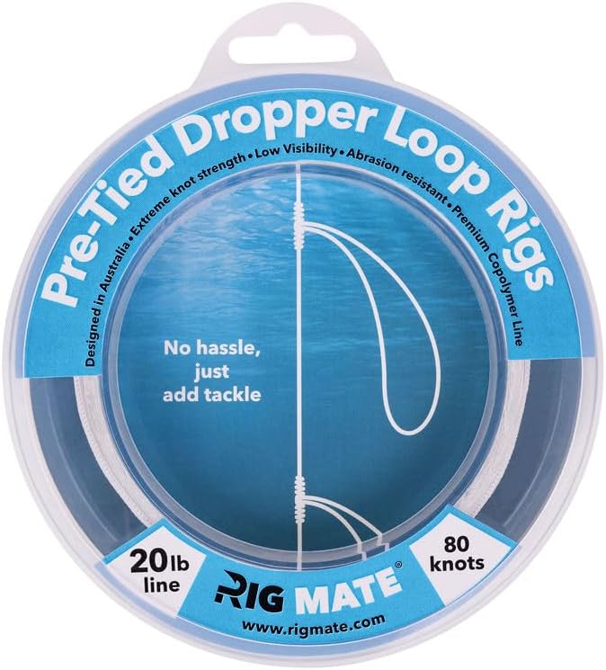 20 lb Pre-Tied Dropper Loop Rigs. Fishing Line Spool. Loops 18 Inches Apart with 5.5 Inch Loop Size. Perfect for Saltwater & Freshwater Fishing. Perfect for Snapper & Other Bottom Feeding Fish.