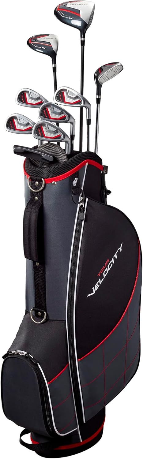 Wilson Tour Velocity Complete Golf Set with Stand Bag - Men's Right Hand, Regular Flex, Black/Red