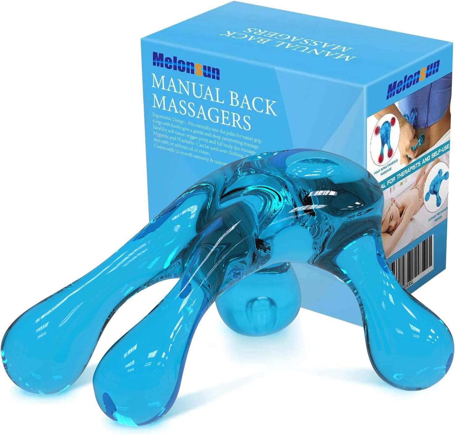 Palm Massage Tool - Easier Grip Massage Handheld Tool, Four-Point Massage Tool, for Deep Tissue Pain Relief (Blue)