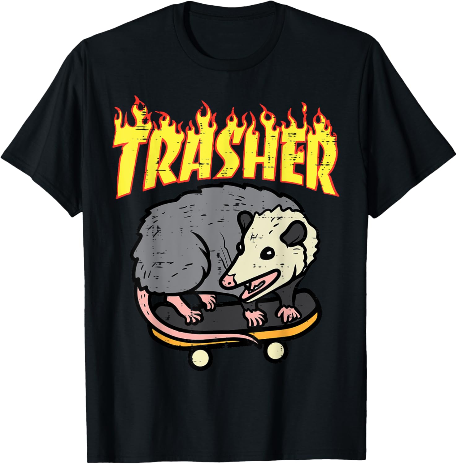 Opossum Skateboard Trasher Funny Possum Skater Men Boys Kids T-Shirt