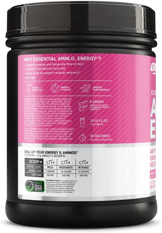 Optimum Nutrition Amino Energy - Pre Workout with Green Tea, BCAA, Amino Acids, Keto Friendly, Green Coffee Extract, Energy Powder - Orange Cooler, 65 Servings (Packaging May Vary)