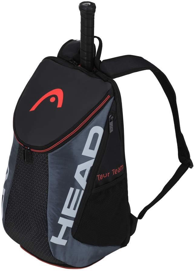 HEAD Tour Team Tennis Backpack 2 Racquet Carrying Bag w/Padded Shoulder Straps & Shoe Compartment - Black/Grey.
