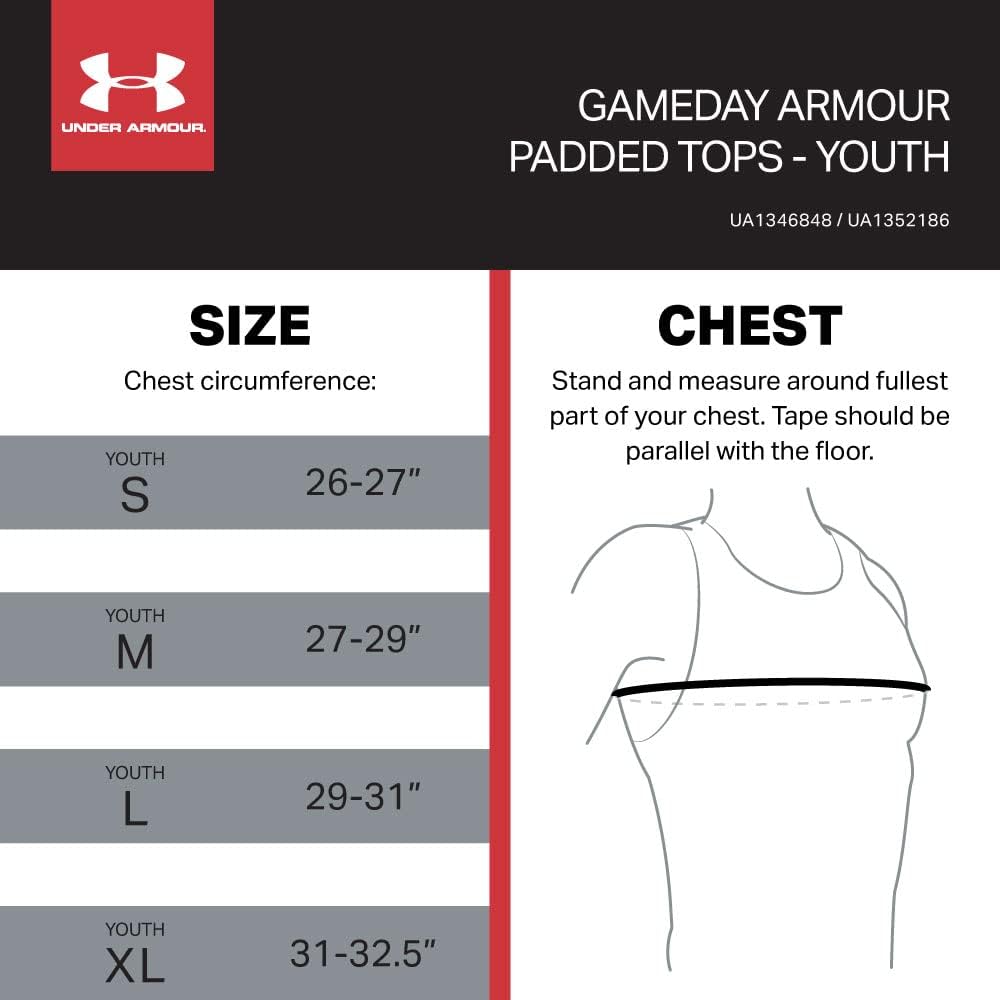 Under Armour Gameday Pro 5-Pad Football Compression Top, with UA HeatGear & McDavid HEX Technology, Moisture Wicking Protection (Youth)