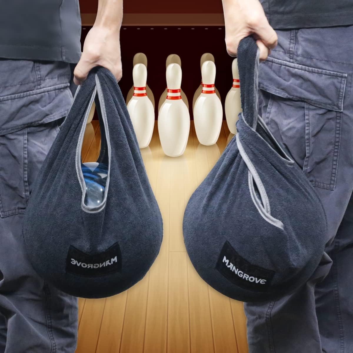 Mangrove Bowling Ball Polisher, Microfiber Bowling Towel See-Saw for Bowlers, Large Washable Bowling Shammy Seesaw, Ball Cleaner Holder Bag