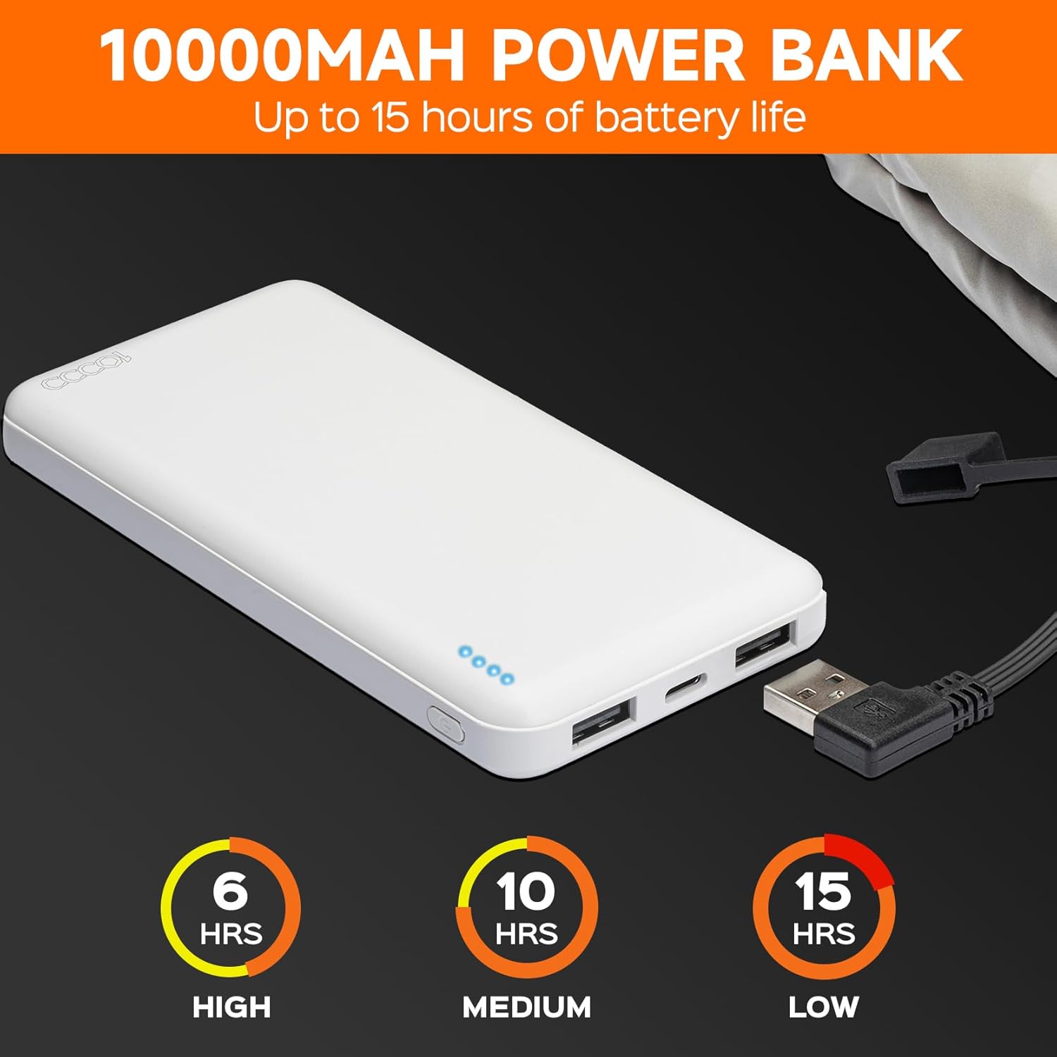 Heated Hand Warmer Pouch, 10000mAh Electric Heated Hand Muff, Rechargeable Portable Power Bank Hand Warmer with 3 Levels Heating for Football, Hunting,Fishing,Camping.
