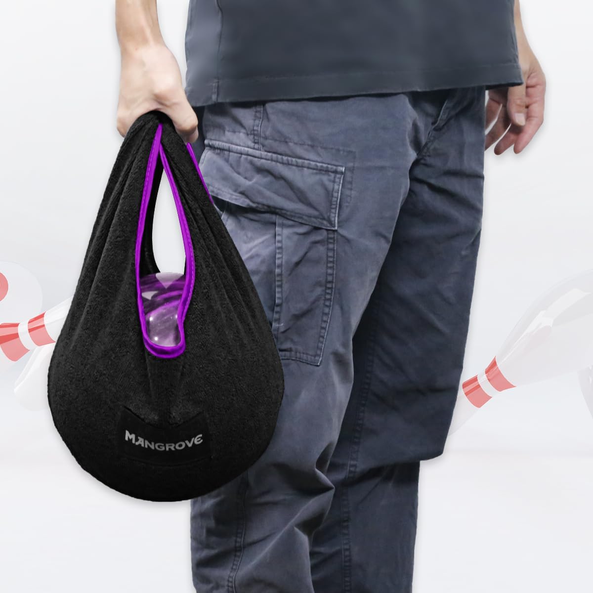Mangrove Bowling Ball Polisher, Microfiber Bowling Towel See-Saw for Bowlers, Large Washable Bowling Shammy Seesaw, Ball Cleaner Holder Bag