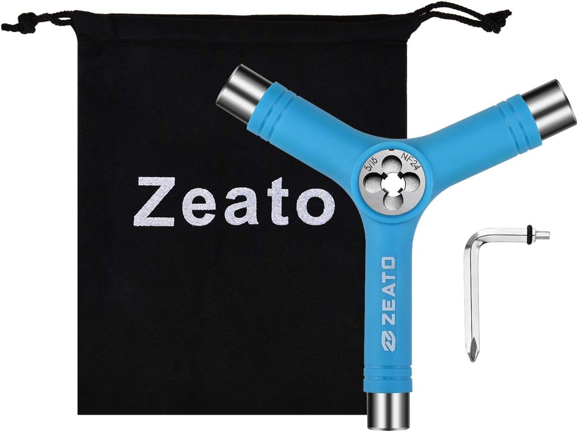 All-in-One Skate Tools Multi-Function Portable Skateboard T Tool Accessory with T-Type Allen Key and L-Type Phillips Head Wrench Screwdriver