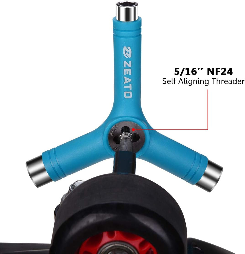 All-in-One Skate Tools Multi-Function Portable Skateboard T Tool Accessory with T-Type Allen Key and L-Type Phillips Head Wrench Screwdriver