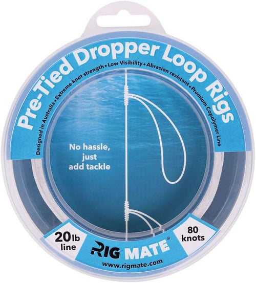 20 lb Pre-Tied Dropper Loop Rigs. Fishing Line Spool. Loops 18 Inches Apart with 5.5 Inch Loop Size. Perfect for Saltwater & Freshwater Fishing. Perfect for Snapper & Other Bottom Feeding Fish.