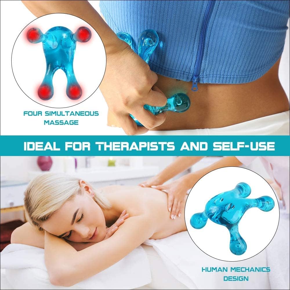 Palm Massage Tool - Easier Grip Massage Handheld Tool, Four-Point Massage Tool, for Deep Tissue Pain Relief (Blue)