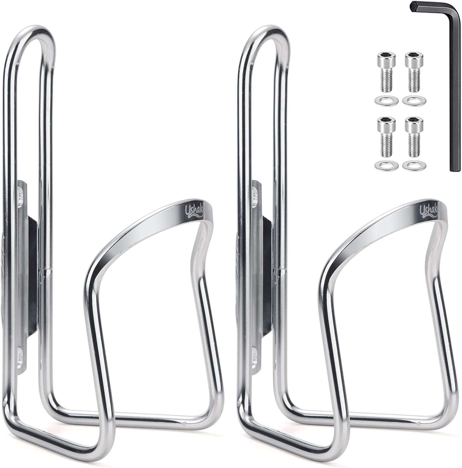 USHAKE Water Bottle Cages, Basic MTB Bike Bicycle Alloy Aluminum Lightweight Water Bottle Holder Cages Brackets(2 Pack- Drilled Holes Required)