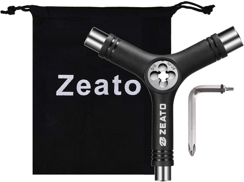 All-in-One Skate Tools Multi-Function Portable Skateboard T Tool Accessory with T-Type Allen Key and L-Type Phillips Head Wrench Screwdriver