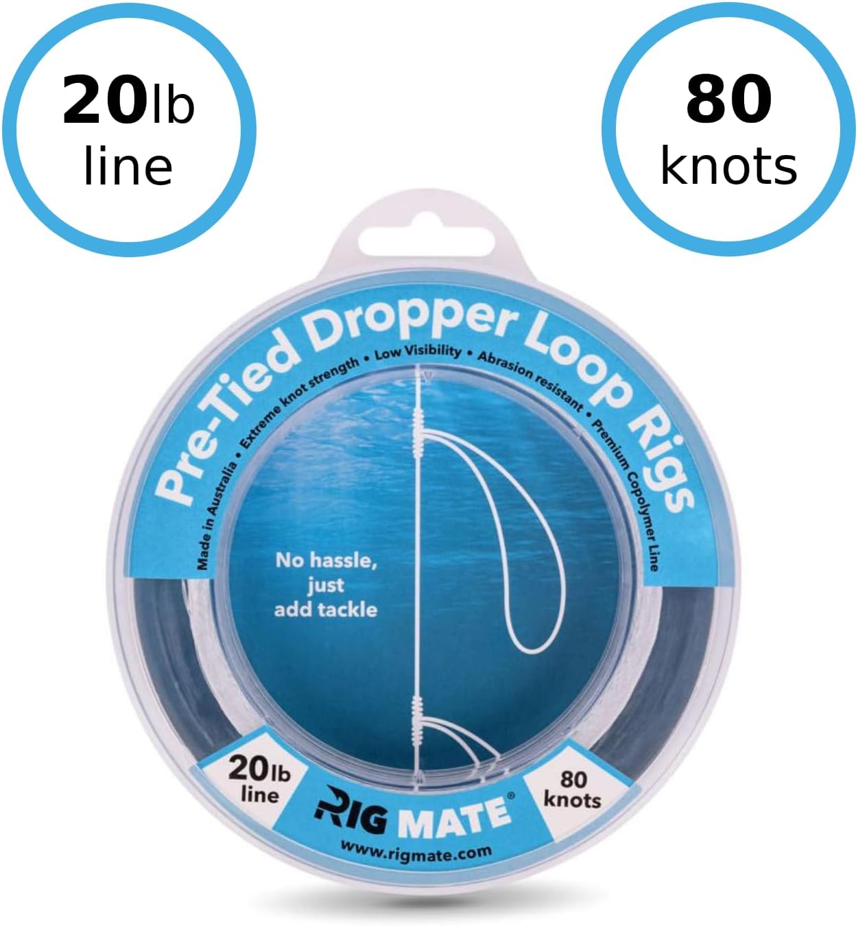 20 lb Pre-Tied Dropper Loop Rigs. Fishing Line Spool. Loops 18 Inches Apart with 5.5 Inch Loop Size. Perfect for Saltwater & Freshwater Fishing. Perfect for Snapper & Other Bottom Feeding Fish.