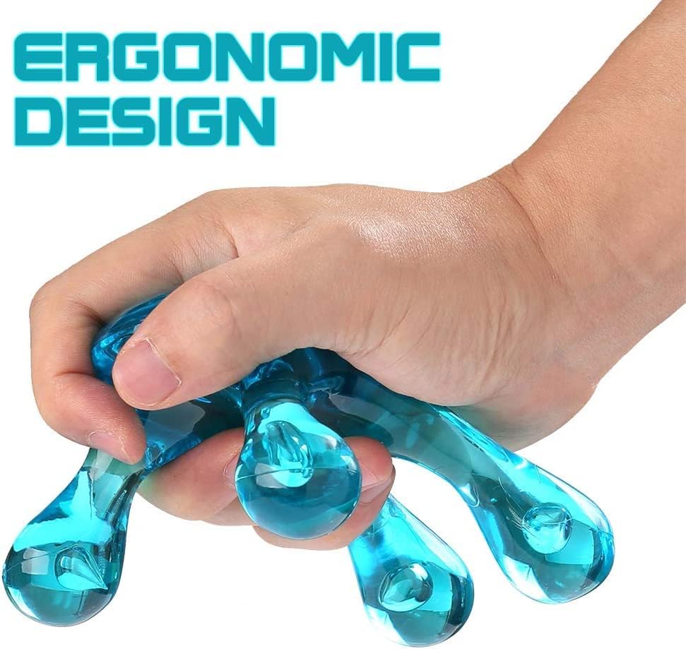 Palm Massage Tool - Easier Grip Massage Handheld Tool, Four-Point Massage Tool, for Deep Tissue Pain Relief (Blue)