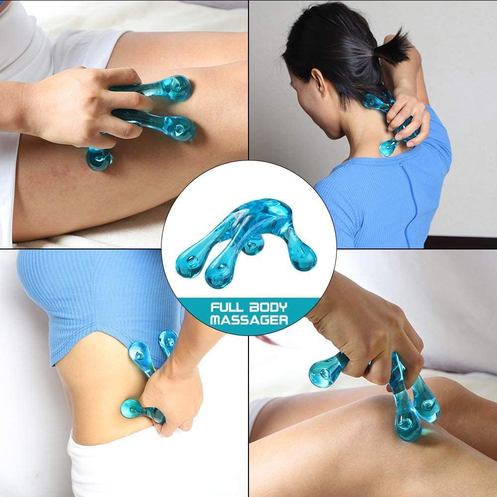 Palm Massage Tool - Easier Grip Massage Handheld Tool, Four-Point Massage Tool, for Deep Tissue Pain Relief (Blue)