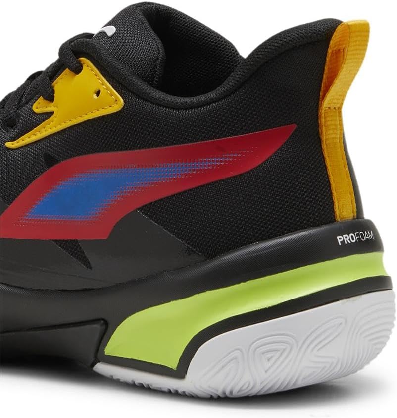 PUMA Men's Genetics Basketball Shoes, Black-for All Time Red, 14