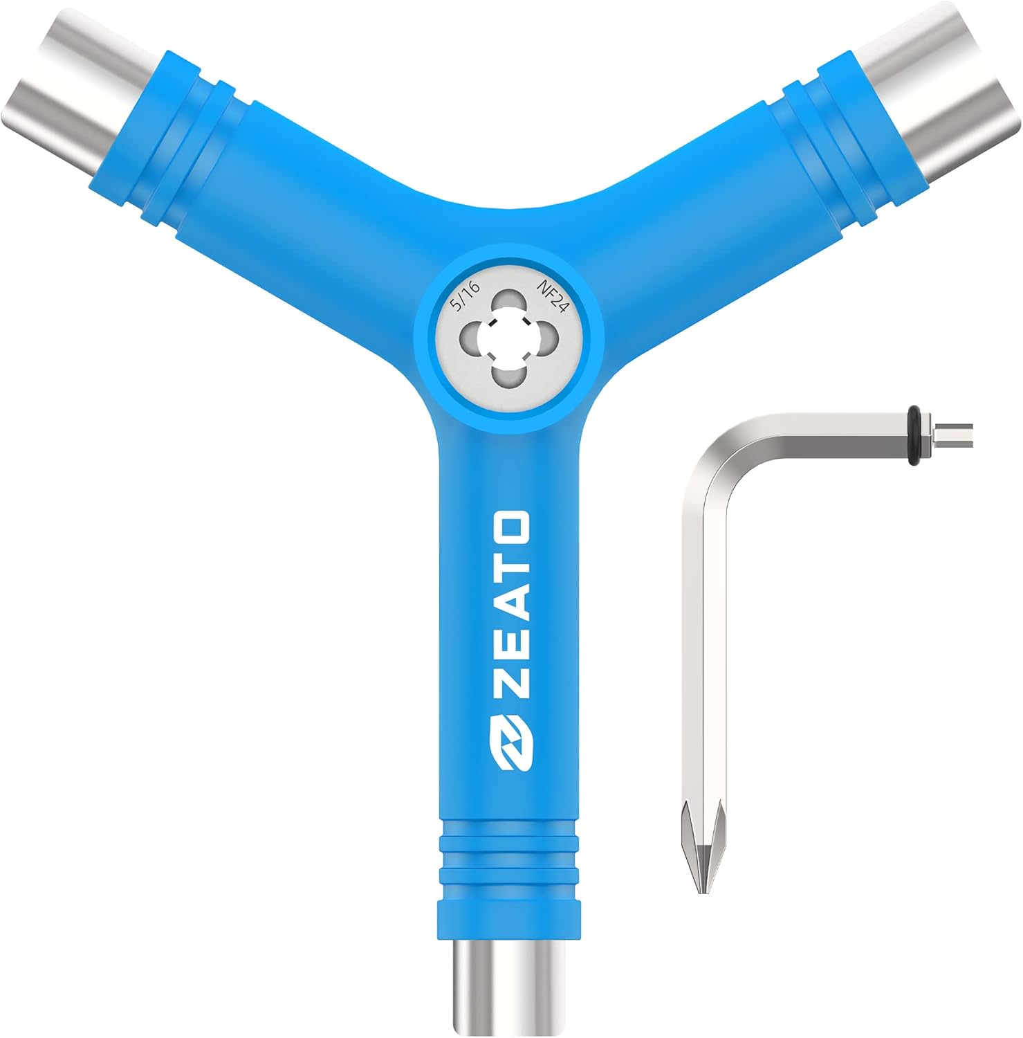 All-in-One Skate Tools Multi-Function Portable Skateboard T Tool Accessory with T-Type Allen Key and L-Type Phillips Head Wrench Screwdriver