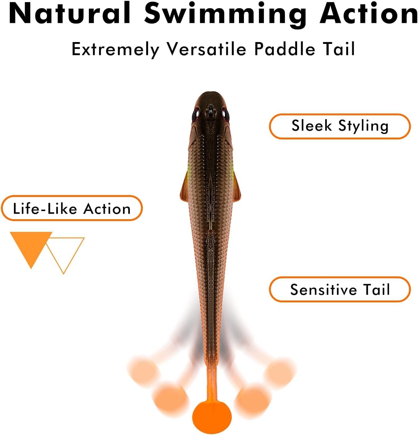 TRUSCEND Easy Catch Pre-Rigged Soft Lures, Unique Vibrating Swim Action and Trembly Sinking Move for More Bites, Amazing Soft Swimbait for Family Fishing, Fishing Lures for Bass Trout Crappie Walleye