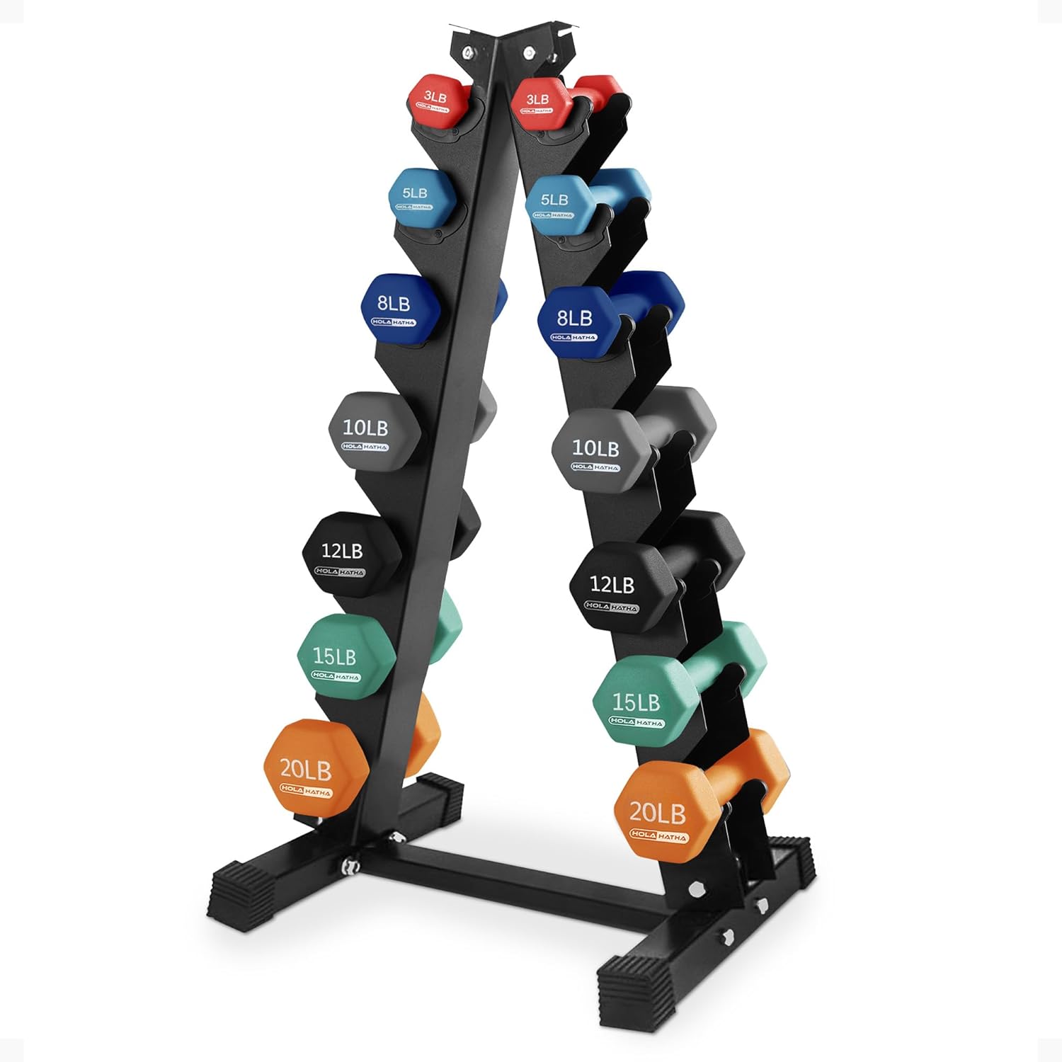 HolaHatha Neoprene Dumbbell Free Hand Weight Set with Rack, Ideal for Home Exercises to Gain Tone and Definition