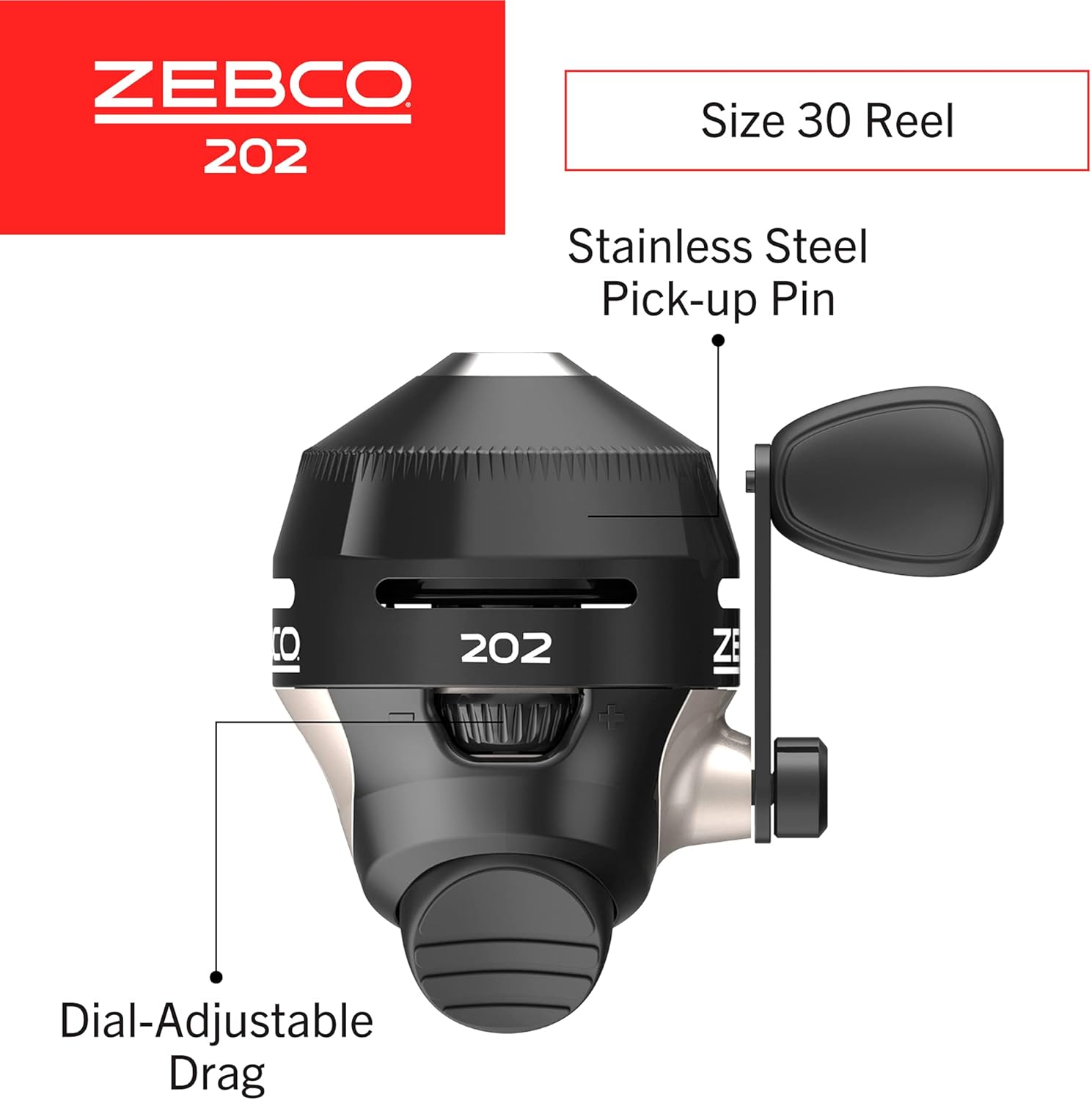 Zebco 202 Spincast Fishing Reel, Right-Hand Retrieve, Durable All-Metal Gears, Stainless Steel Pick-up Pin, Pre-Spooled with 10-Pound Zebco Fishing Line,