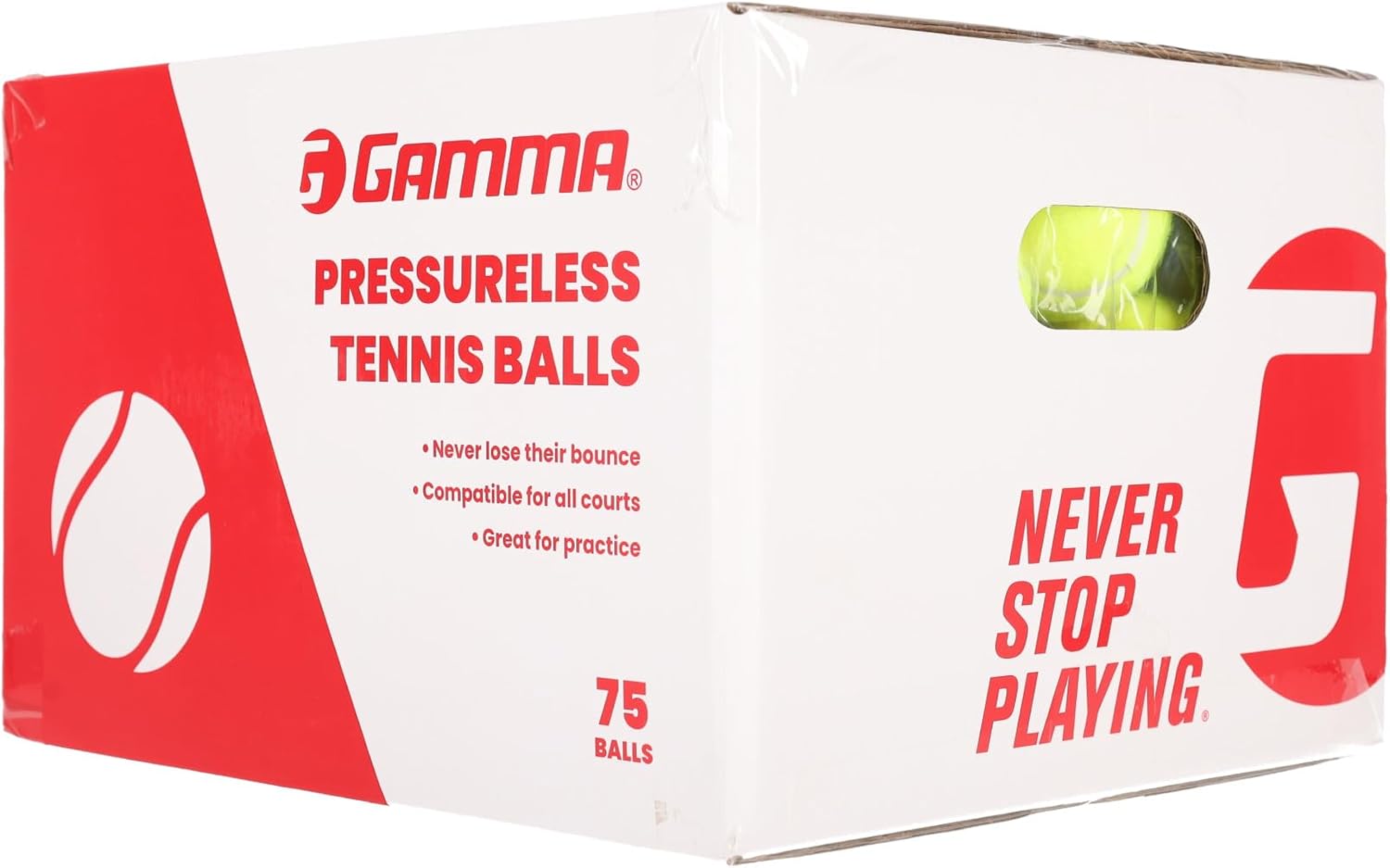 GAMMA Sports Pressureless Tennis Balls Box - Ideal for Practice, Teaching, and Training with High-Visbility Felt - Indoor and Outdoor Court Play - 48 and 75 Pack Sizes
