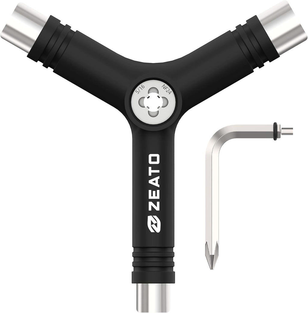 All-in-One Skate Tools Multi-Function Portable Skateboard T Tool Accessory with T-Type Allen Key and L-Type Phillips Head Wrench Screwdriver