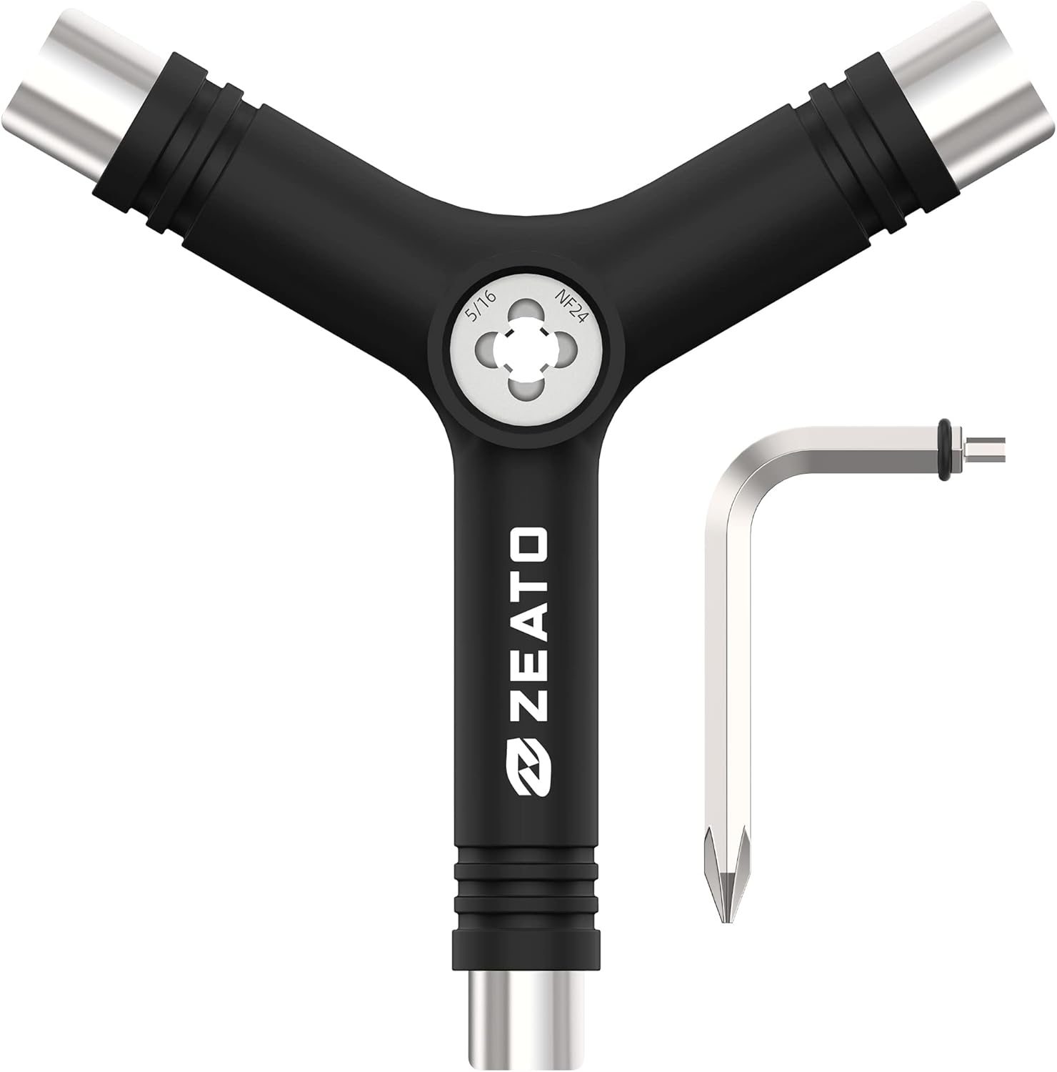 All-in-One Skate Tools Multi-Function Portable Skateboard T Tool Accessory with T-Type Allen Key and L-Type Phillips Head Wrench Screwdriver