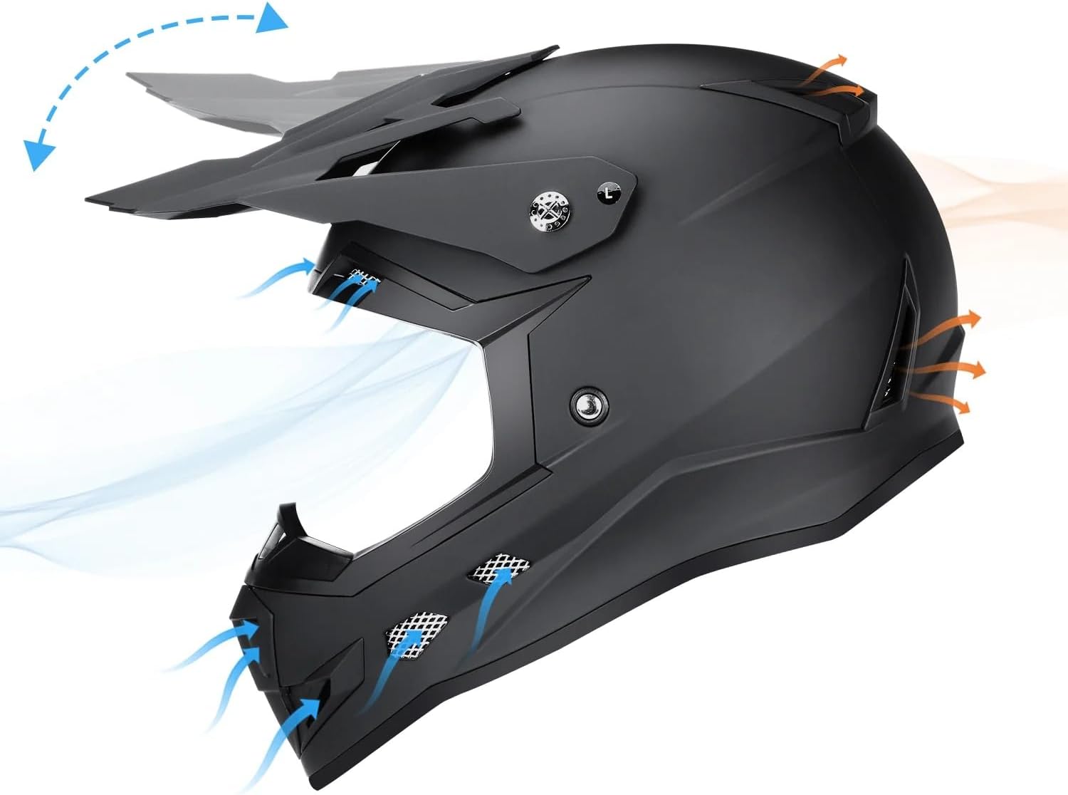 GLX GX623 Youth ATV/Dirt Bike Helmet Combo - Matte Black, Large - DOT