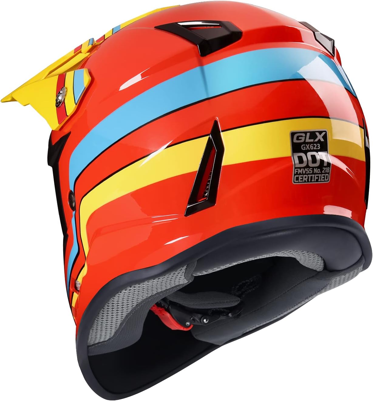 GLX GX623 Youth ATV/Dirt Bike Helmet Combo - Matte Black, Large - DOT