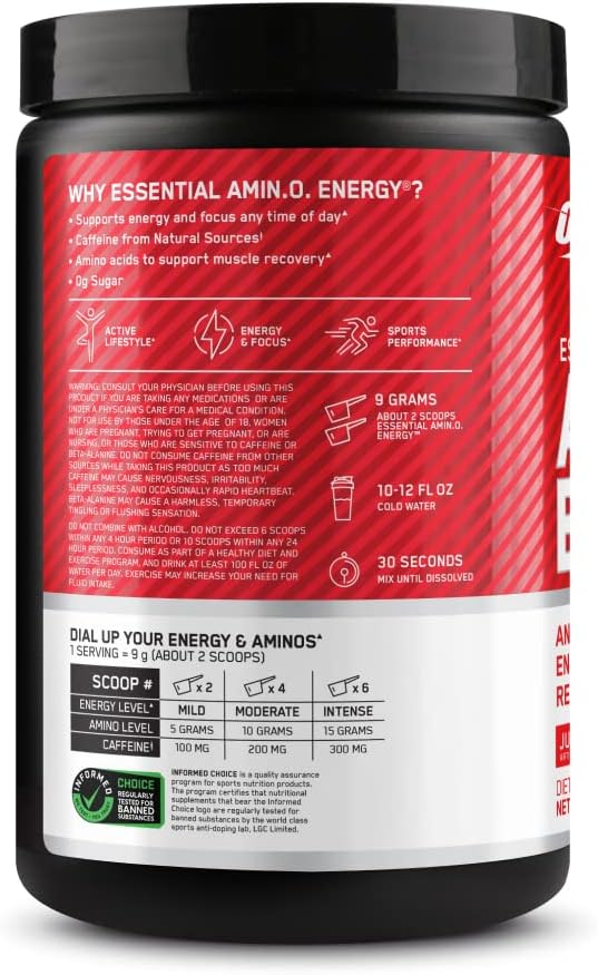 Optimum Nutrition Amino Energy - Pre Workout with Green Tea, BCAA, Amino Acids, Keto Friendly, Green Coffee Extract, Energy Powder - Orange Cooler, 65 Servings (Packaging May Vary)