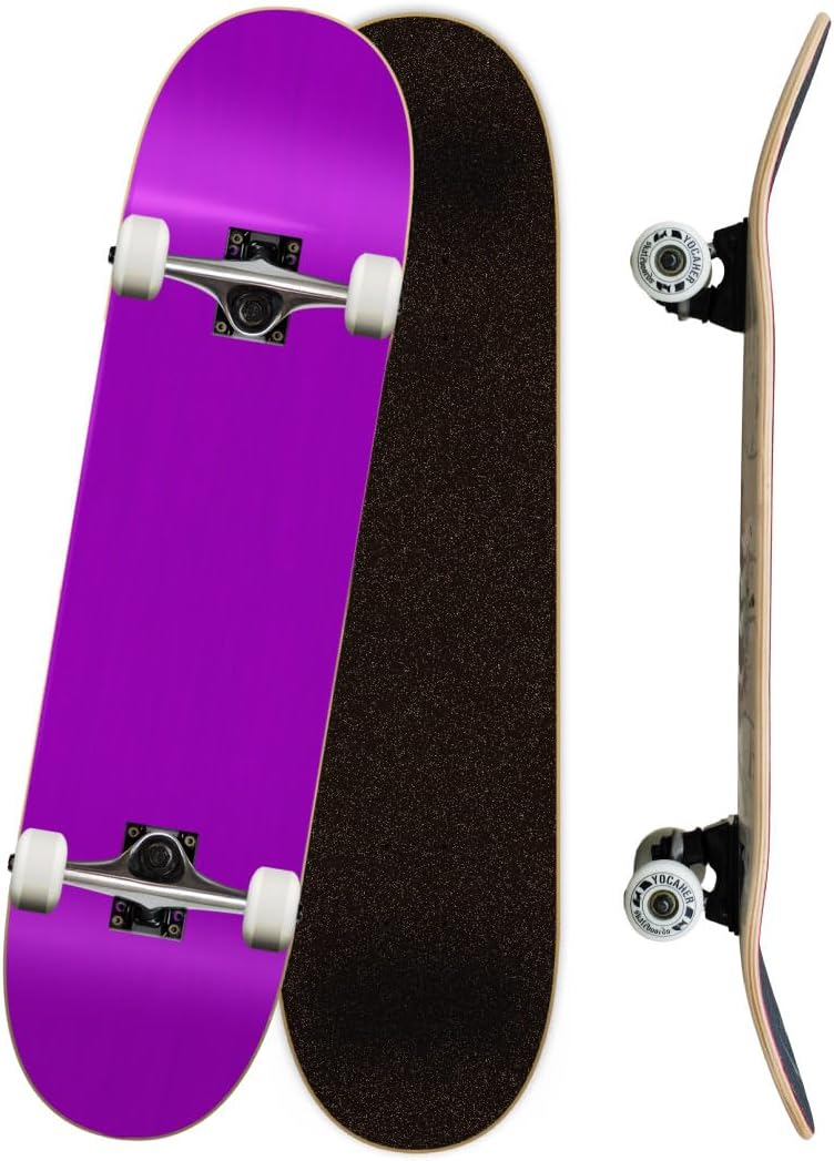Yocaher Pro Skateboards Blank, Checker, Camo Professional Complete Skateboard 7.75" w/ 7Ply Maple Deck, Aluminum Alloy Truck, ABEC-9 Bearing, 54mm Skateboard Wheels, Concave Cruiser Trick Skateboard