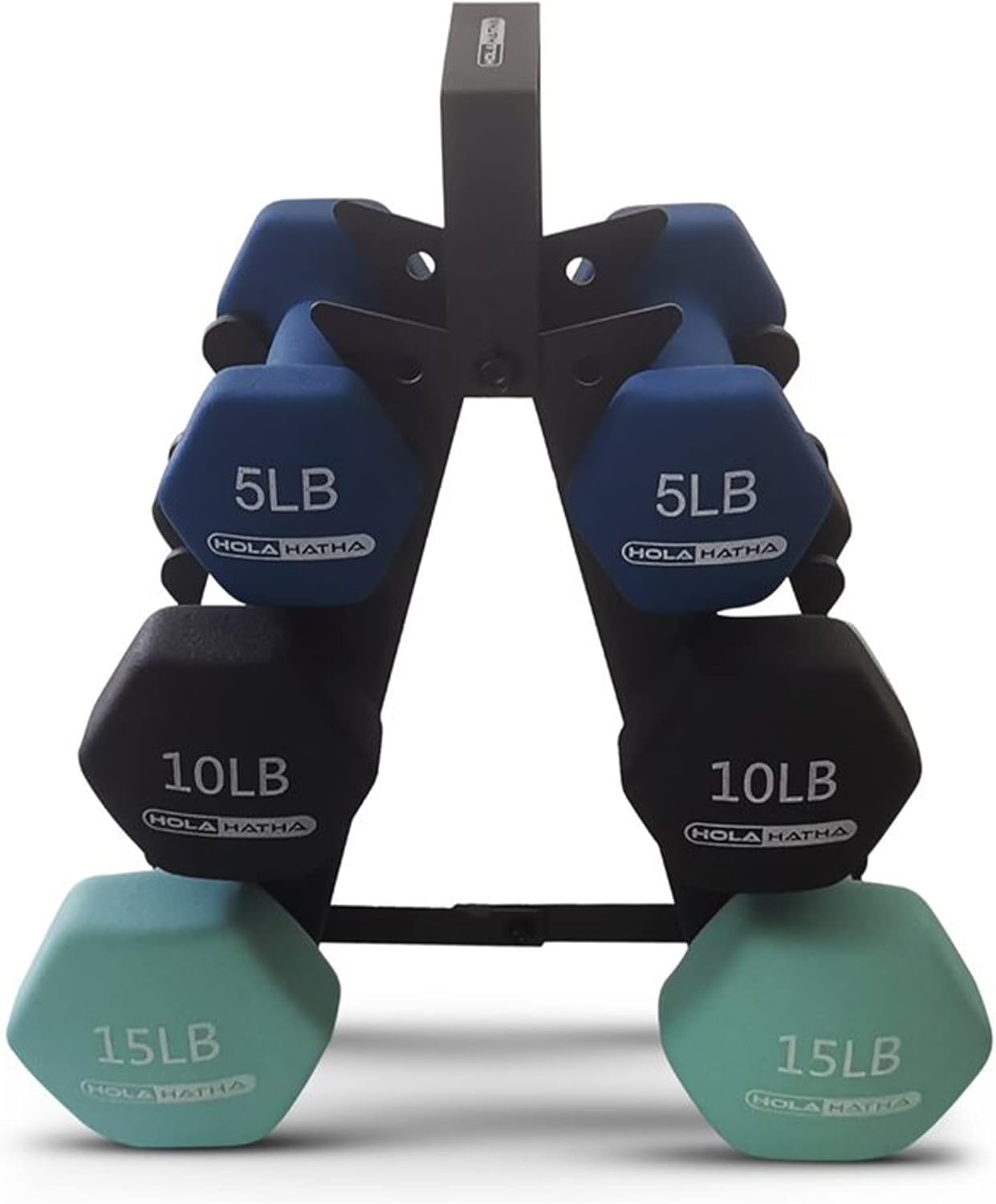 HolaHatha Neoprene Dumbbell Free Hand Weight Set with Rack, Ideal for Home Exercises to Gain Tone and Definition