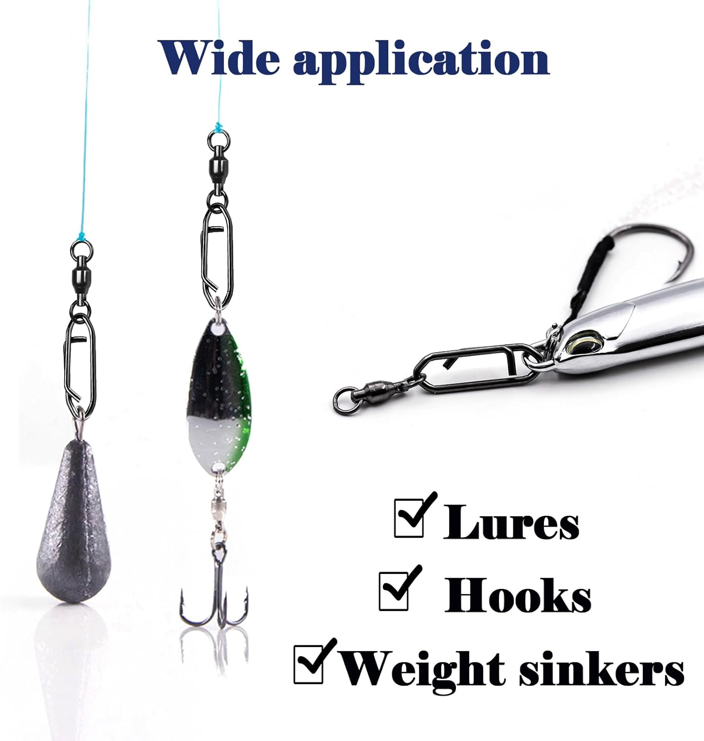 Ball Bearing Snap Swivels 25Pcs Fishing Clips Quick Change Connector Stainless Steel Terminal Tackle for Saltwater Freshwater Size 0# 1# 2# 3# 4# 5#