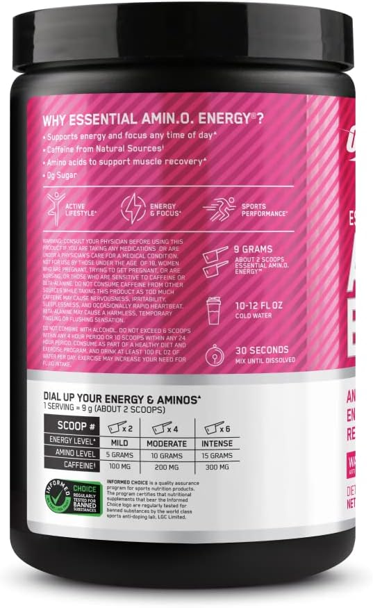 Optimum Nutrition Amino Energy - Pre Workout with Green Tea, BCAA, Amino Acids, Keto Friendly, Green Coffee Extract, Energy Powder - Orange Cooler, 65 Servings (Packaging May Vary)