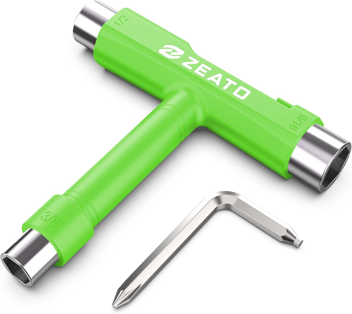 All-in-One Skate Tools Multi-Function Portable Skateboard T Tool Accessory with T-Type Allen Key and L-Type Phillips Head Wrench Screwdriver