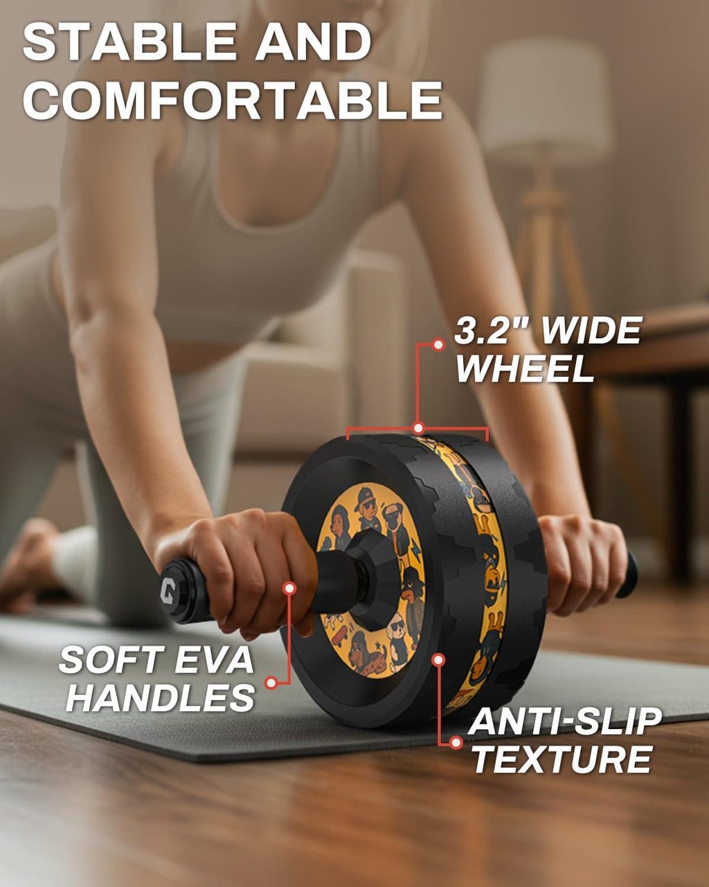 VINSGUIR Ab Roller Wheel, Abs & Core Workout Equipment for Home Gym with Knee Pad Accessories, Abdominal Wheel for Full-body Strength Training