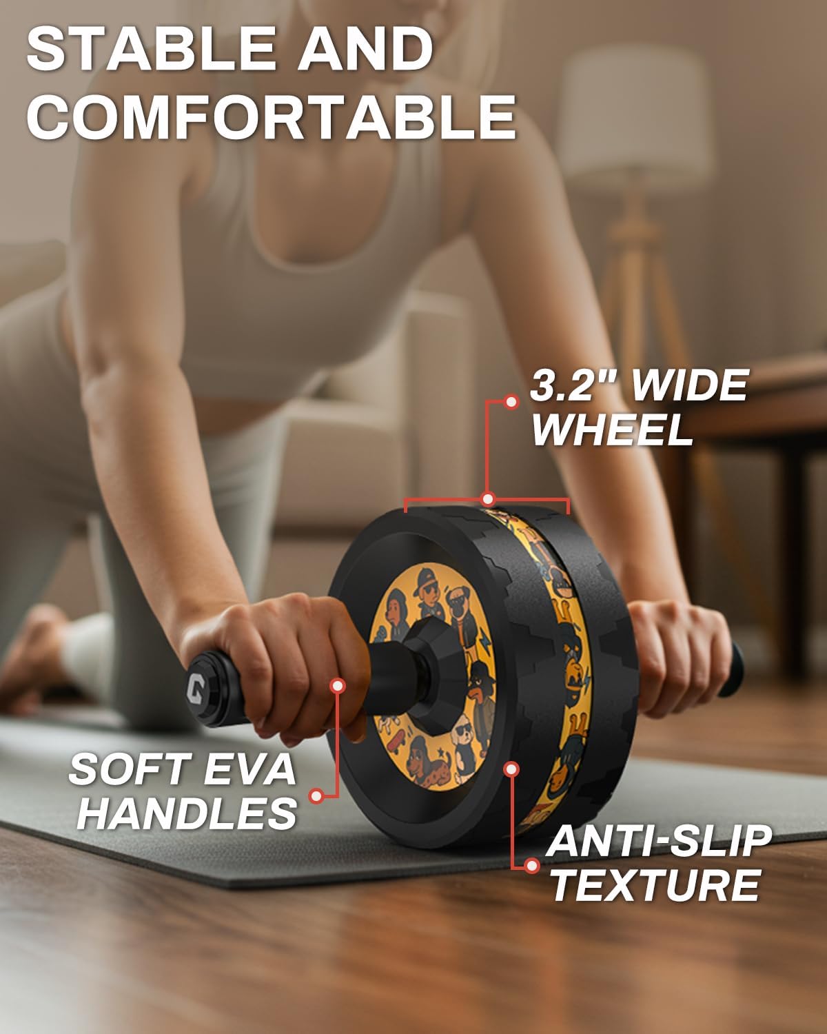 VINSGUIR Ab Roller Wheel, Abs & Core Workout Equipment for Home Gym with Knee Pad Accessories, Abdominal Wheel for Full-body Strength Training