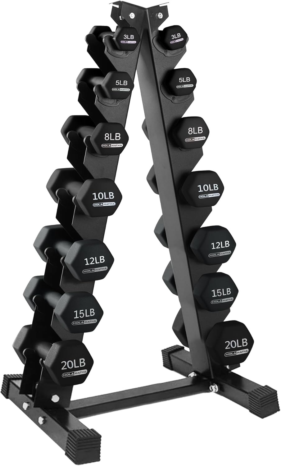 HolaHatha Neoprene Dumbbell Free Hand Weight Set with Rack, Ideal for Home Exercises to Gain Tone and Definition