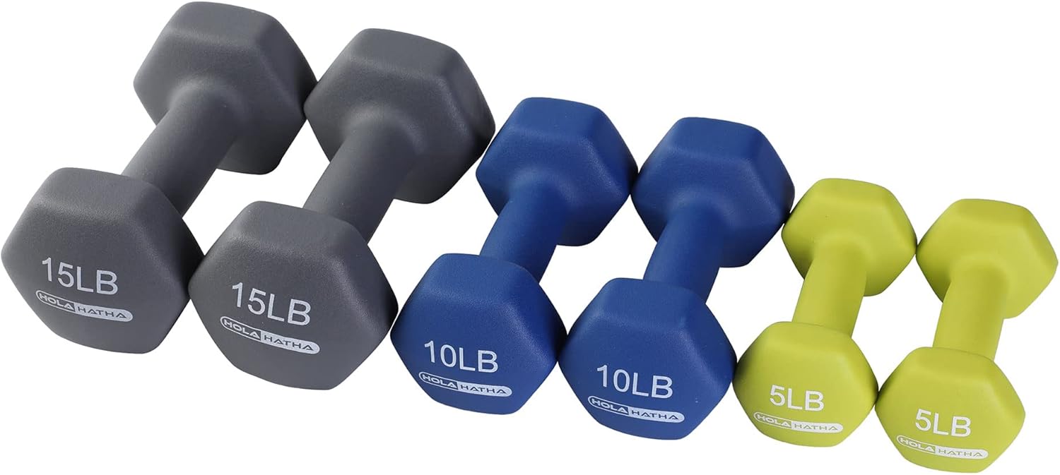HolaHatha Neoprene Dumbbell Free Hand Weight Set with Rack, Ideal for Home Exercises to Gain Tone and Definition