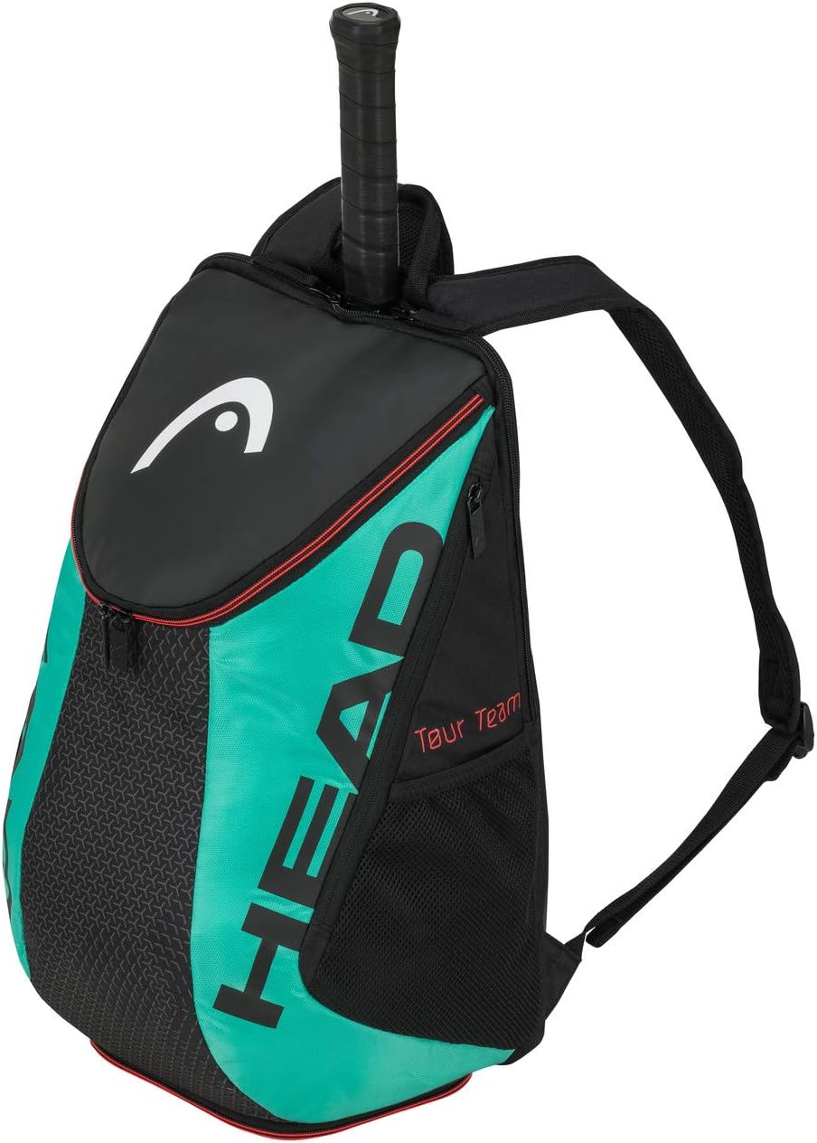HEAD Tour Team Tennis Backpack 2 Racquet Carrying Bag w/Padded Shoulder Straps & Shoe Compartment - Black/Grey.