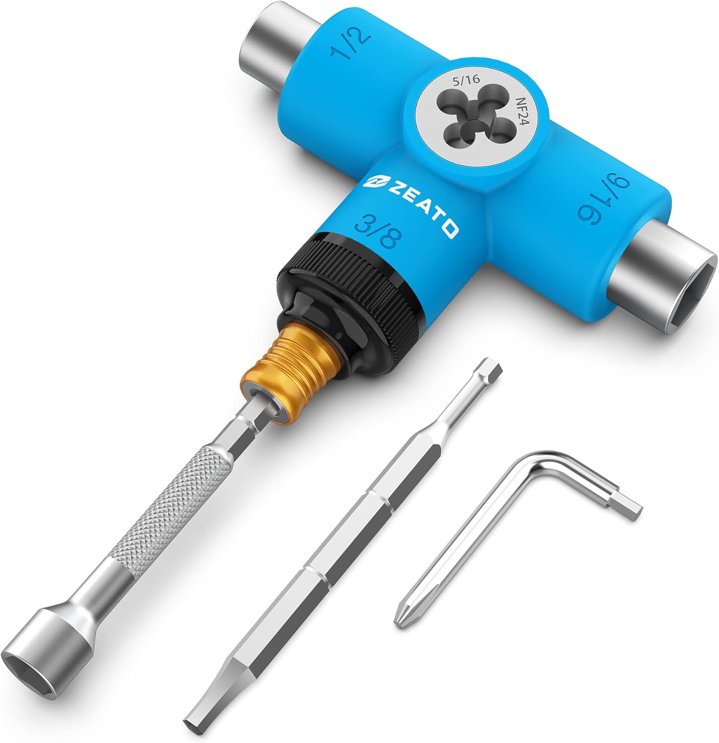All-in-One Skate Tools Multi-Function Portable Skateboard T Tool Accessory with T-Type Allen Key and L-Type Phillips Head Wrench Screwdriver