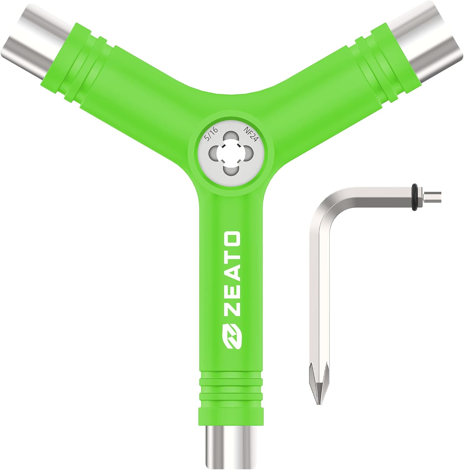 All-in-One Skate Tools Multi-Function Portable Skateboard T Tool Accessory with T-Type Allen Key and L-Type Phillips Head Wrench Screwdriver