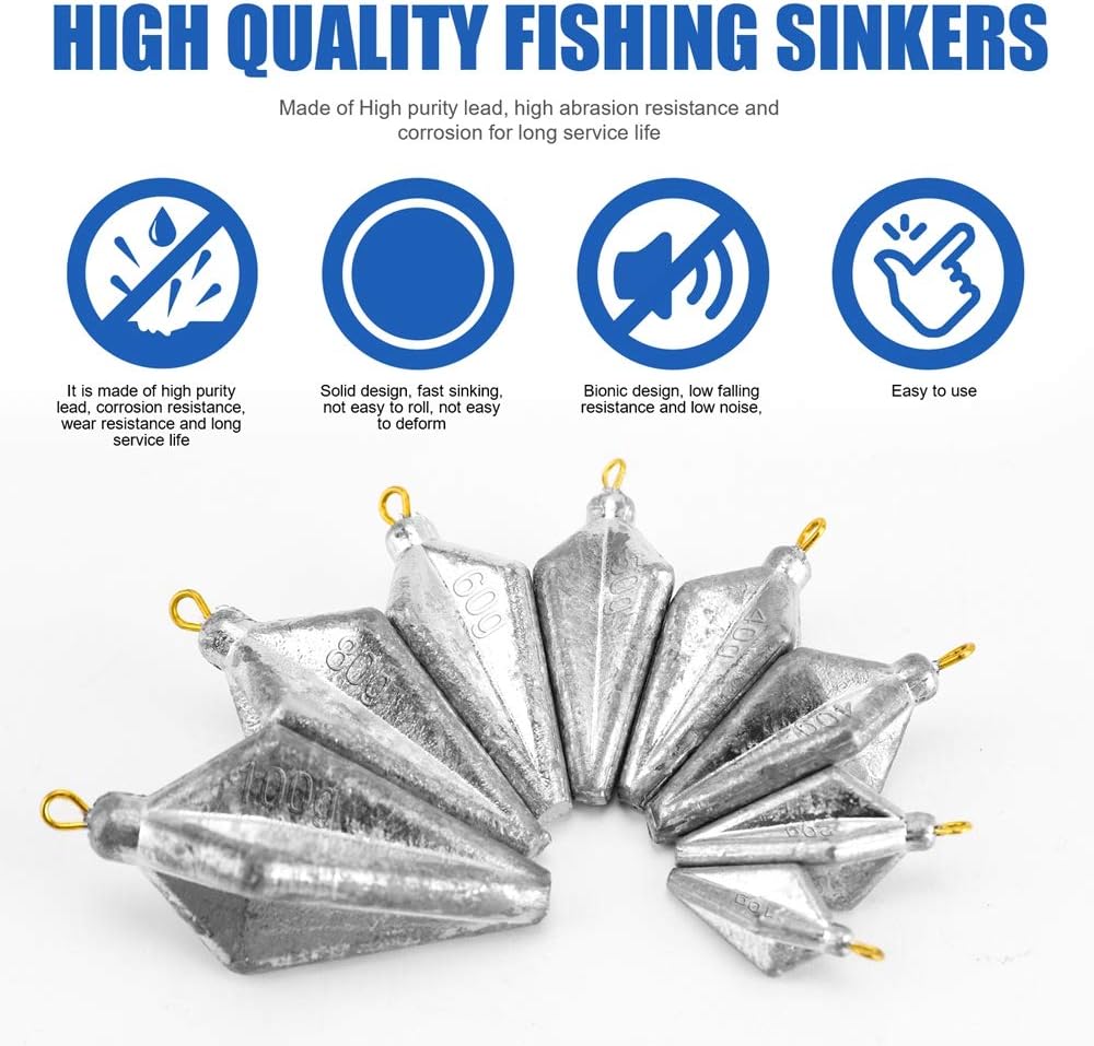 50Pcs Fishing Sinkers Weights Kit Worm Fishing Sinker Weight Bullet Lead Sinkers Fishing Set