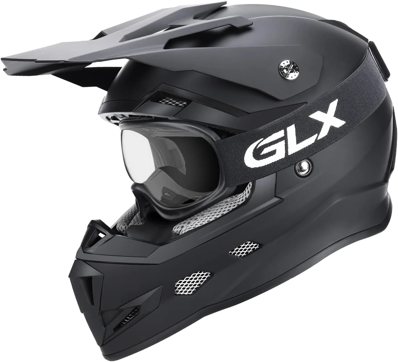 GLX GX623 Youth ATV/Dirt Bike Helmet Combo - Matte Black, Large - DOT