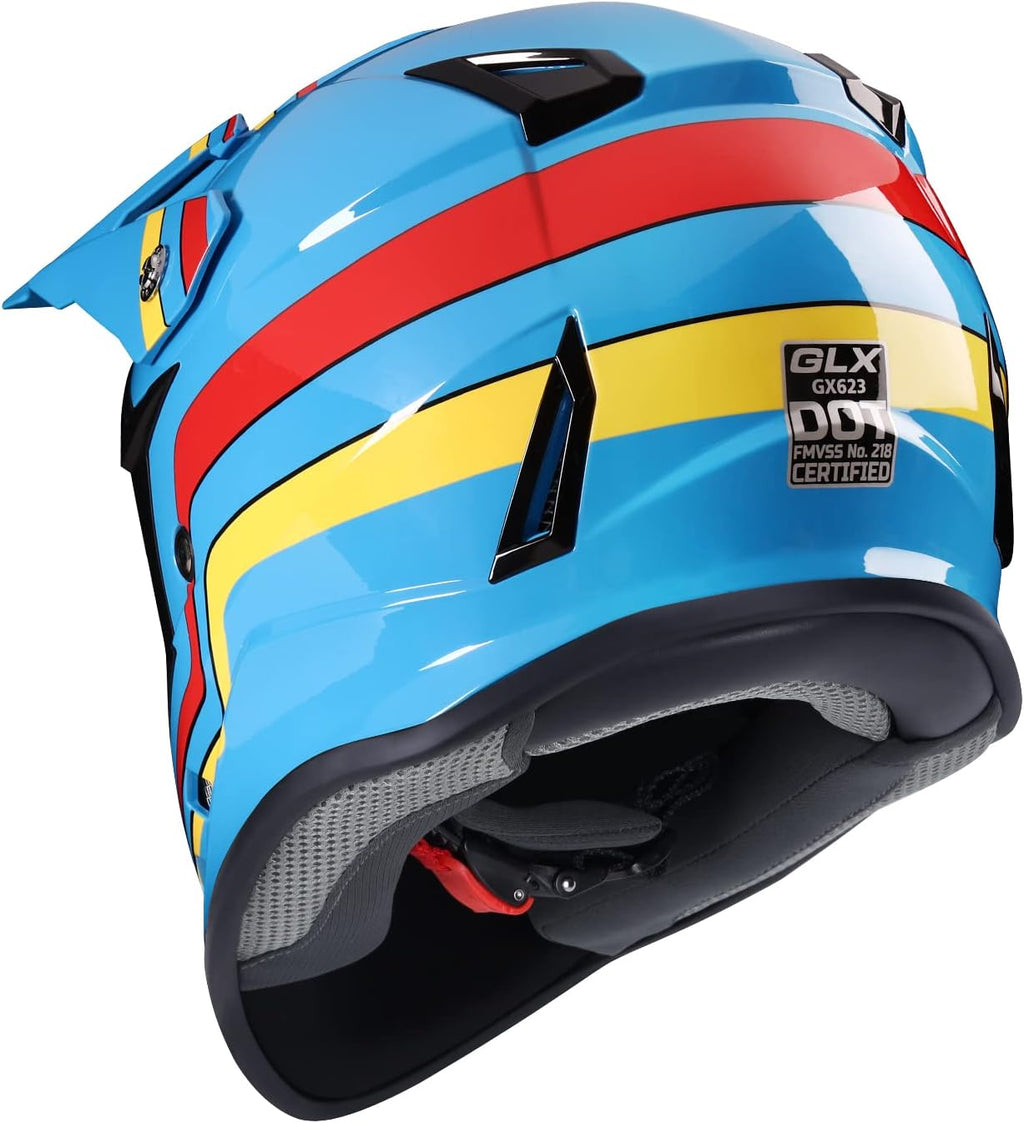GLX GX623 Youth ATV/Dirt Bike Helmet Combo - Matte Black, Large - DOT