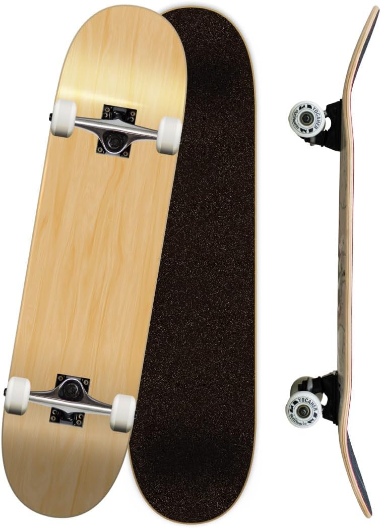 Yocaher Pro Skateboards Blank, Checker, Camo Professional Complete Skateboard 7.75" w/ 7Ply Maple Deck, Aluminum Alloy Truck, ABEC-9 Bearing, 54mm Skateboard Wheels, Concave Cruiser Trick Skateboard