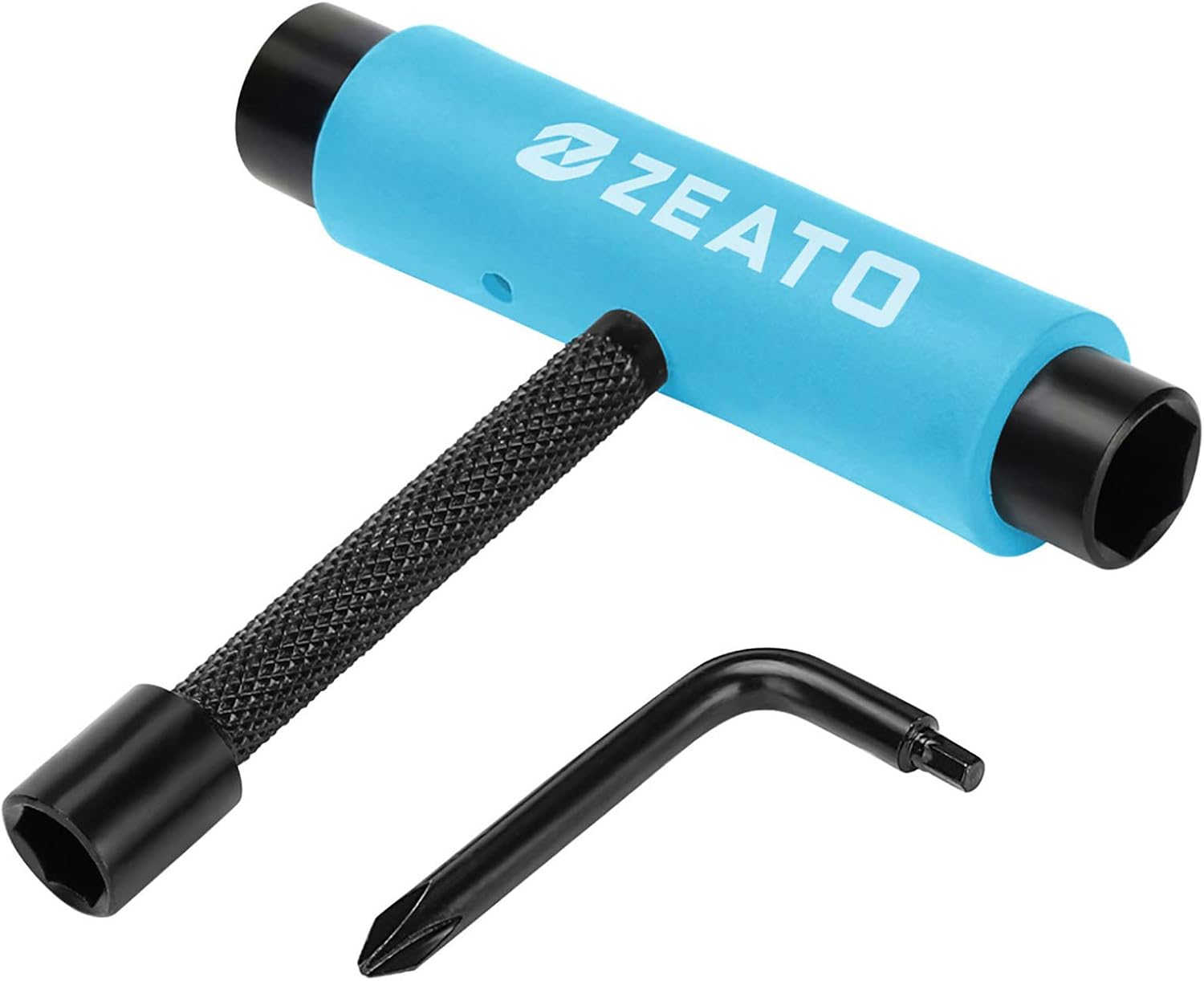All-in-One Skate Tools Multi-Function Portable Skateboard T Tool Accessory with T-Type Allen Key and L-Type Phillips Head Wrench Screwdriver