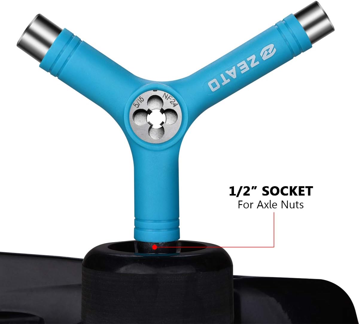 All-in-One Skate Tools Multi-Function Portable Skateboard T Tool Accessory with T-Type Allen Key and L-Type Phillips Head Wrench Screwdriver