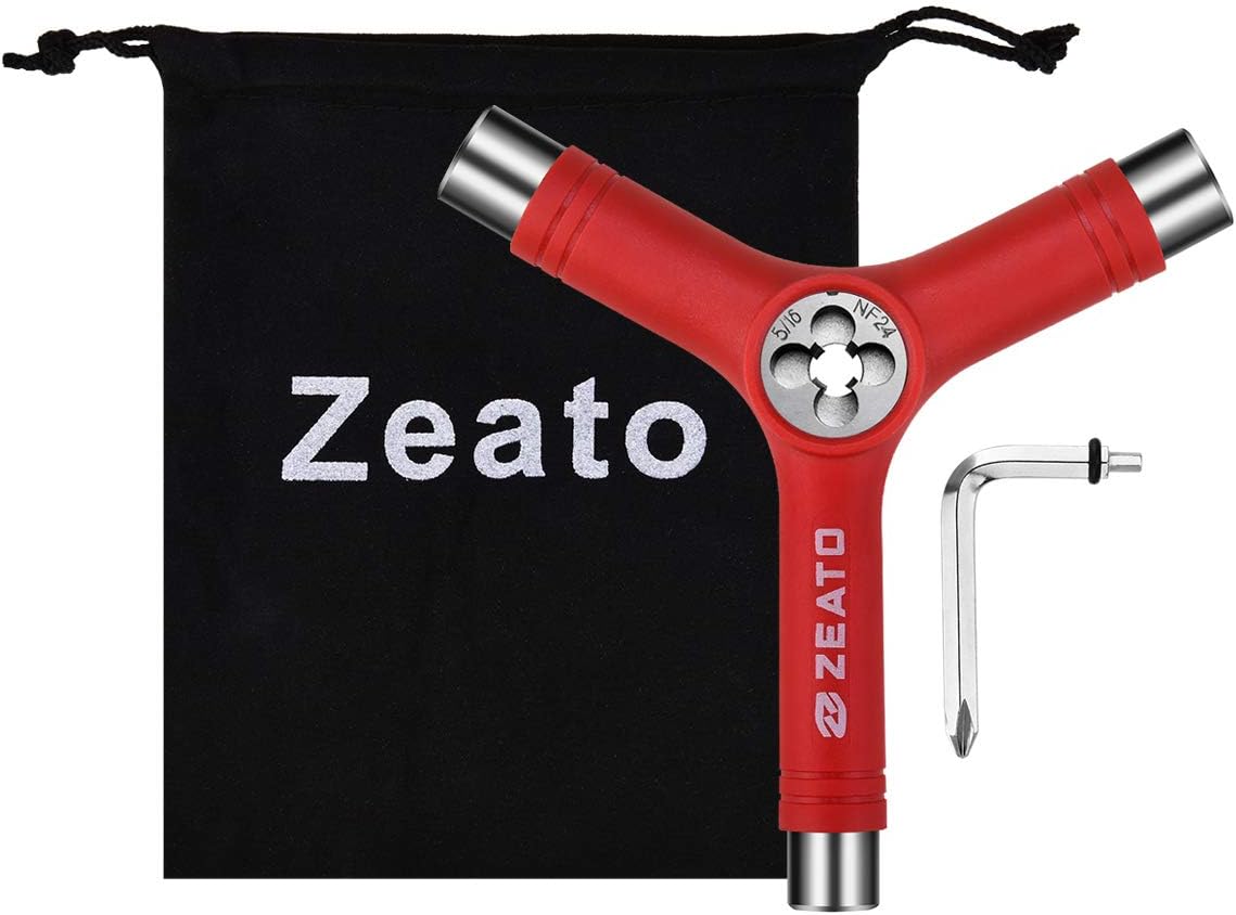 All-in-One Skate Tools Multi-Function Portable Skateboard T Tool Accessory with T-Type Allen Key and L-Type Phillips Head Wrench Screwdriver