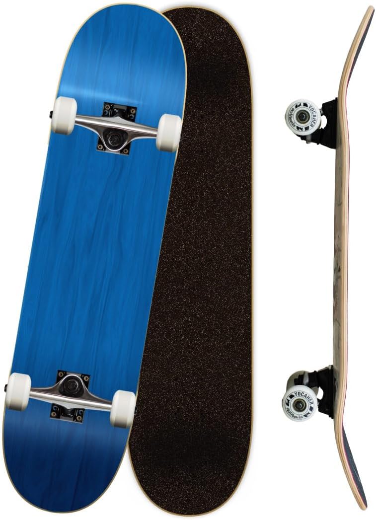 Yocaher Pro Skateboards Blank, Checker, Camo Professional Complete Skateboard 7.75" w/ 7Ply Maple Deck, Aluminum Alloy Truck, ABEC-9 Bearing, 54mm Skateboard Wheels, Concave Cruiser Trick Skateboard
